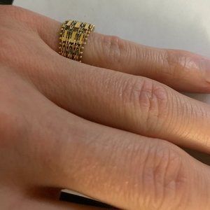 Imperial Gold Tapered Mirror Bar Ring, 14K Gold.